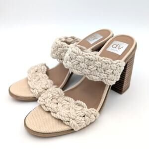 DV By Dolce Vita Roulette Block Heel Slide Sandal Women's Ivory Size US10